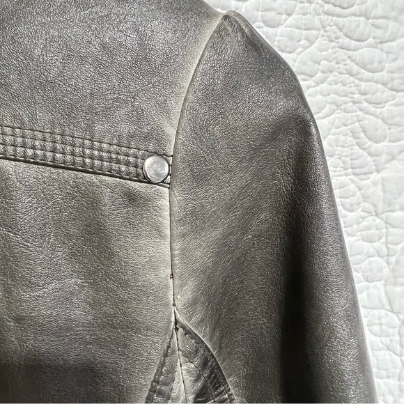 BLU PEPPER Moto Faux Leather Jacket Grey, Size Small - Picture 13 of 16